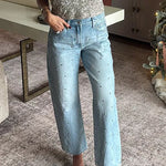 Margovil Rhinestone Embellished Pocketed Straight Leg Pants