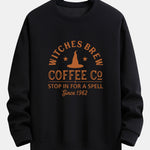 Halloween Witches Brew Coffee Print Relax Fit Sweatshirt