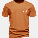 Regular Fit Smiley Face Print Cotton T-Shirt