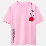 Slogan Rose Print Drop Shoulder Oversize T-Shirt