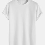 Short Sleeve Stripe Jacquard Arc Hem T-Shirt