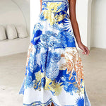 Margovil Pocketed Side Slit Printed Maxi Cami Dress