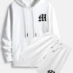 Letter Print Hoodie & Shorts
