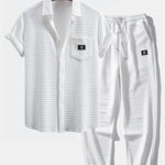 Short Sleeve Waffle Shirt & Drawstring Waffle Jogger Pants