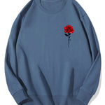Red Rose Print Cotton Sweatshirt