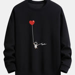 Heart Astronaut Print Relax Fit Sweatshirt
