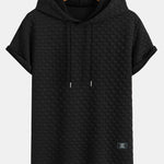 Checkerboard Jacquard  Arc Hem Hooded T-Shirt