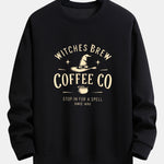 Witches Brew Coffee Halloween Print Relax Fit Sweatshirt