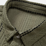 Geometric Striped Jacquard Button Up Shirt