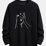 Cat High-Five Print Relax Fit Sweatshirt