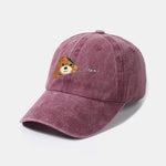 Zipper Bear Pattern Casual Washed Cotton Baseball Cap