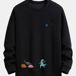 Dinosaurs Avoid Meteorites Print Relax Fit Sweatshirt