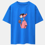 Pink Panther Print Drop Shoulder Oversize T-Shirt