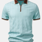 Contrast Trim Textured Zipper Knit Polo
