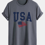 Regular Fit USA Flag Print Cotton T-Shirt
