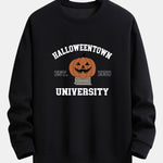 Halloween Pumpkin Town Print Relax Fit Sweatshirt