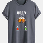 Regular Fit Beer Is Calling Print Cotton T-Shirt