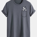 Regular Fit Pocket Bat Ghost Print Cotton T-Shirt