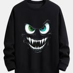 Evil Smiley Face Print Relax Fit Sweatshirt