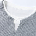 Relax Fit Long Sleeve 2 In 1 Waffle T-Shirt & Waffle Pleated Pintuck Straight Leg Pants