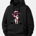 Pink Gentleman Panther Print Relax Fit Hoodie