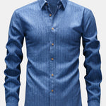 Long Sleeve Stripe Linen Look Button Up Shirt