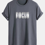 Regular Fit Focus Slogan Print Cotton T-Shirt