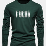 Long Sleeve Focus Print Cotton T-Shirt