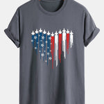 Regular Fit Heart Shaped Fighter Jets USA Flag Print Cotton T-Shirt