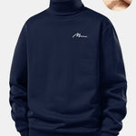 Men Print Teddy Fleece Lined Turtle Neck Sweatshirt