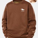Shark Print Teddy Fleece Lined Sweatshirt