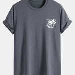Regular Fit Palm Tree Print Cotton T-Shirt
