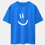 Smiley Face Print Drop Shoulder Oversize T-Shirt