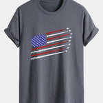 Regular Fit Fighter Jets American Flag Print Cotton T-Shirt