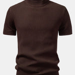 3 Pieces Ribbed Mock Neck Knit T-Shirt