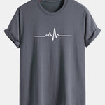 Regular Fit Heartbeat Flatline Print Cotton T-Shirt