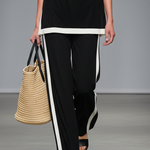 Women's Minimalist Sheer Knit Sleeveless Blouse  And Straight-leg Pants Set
