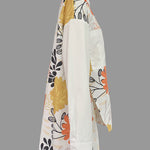 High-Low Long Sleeves Floral Printed Split-Joint Split-Side Lapel Blouses&Shirts Tops