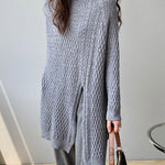 Original Irregular 5 Colors Split-Side Round-Neck Long Sleeves Sweater Top