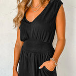 High Waist Sleeveless V Neck Jumpsuit