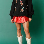 Christmas Gingerbread Man Sequined Long Sleeve Sweatshirt