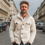 Men's Classic Solid Color Stand Collar Button Cardigan