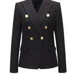 Long Sleeves Buttoned Notched Collar Blazer Outerwear