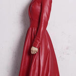 Long Sleeves Hollow Solid Color High-Neck Maxi Dresses