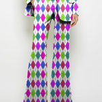 Loose Wide Leg Pockets Printed Pants Suit Pants Trousers