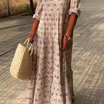 Casual College Print Patchwork Mandarin Collar Pleated Dresses