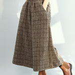 Vintage Loose Wide Leg Checkered Elastic Waist Pants