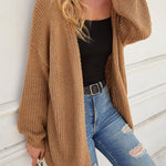 Drop Shoulder Open Front Knit Oversized Sweater Cardigan