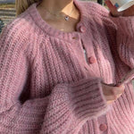 Loose Solid Color Long Sleeve Cardigan Sweater