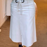 High Waisted Loose Split-Front Split-Joint Tied Waist Skirts